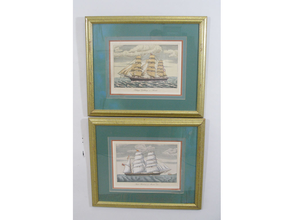 Appraisal: Two Hand Colored Engravings Swedish Ships th c the first