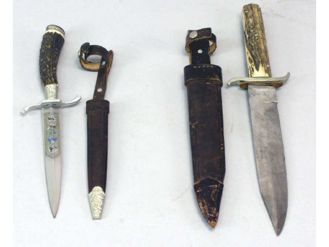 Appraisal: German quality stag handled Bowie and hunting dagger both by