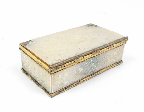 Appraisal: A French mother of pearl gilt metal snuff box height