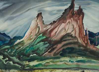 Appraisal: Joseph Jicha American - Colorado Sloping Mountains Watercolor on illustration