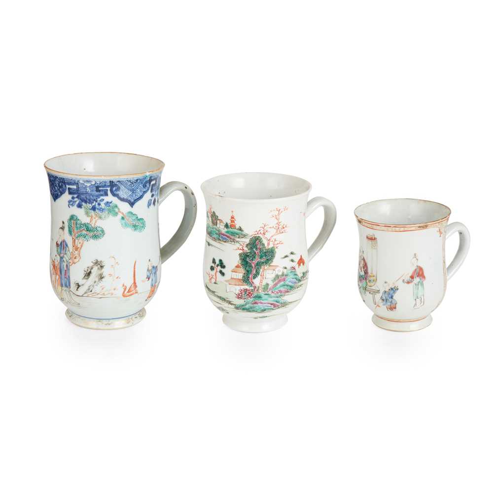 Appraisal: A PRIVATE SCOTTISH COLLECTION GROUP OF THREE EXPORT TANKARDS QING