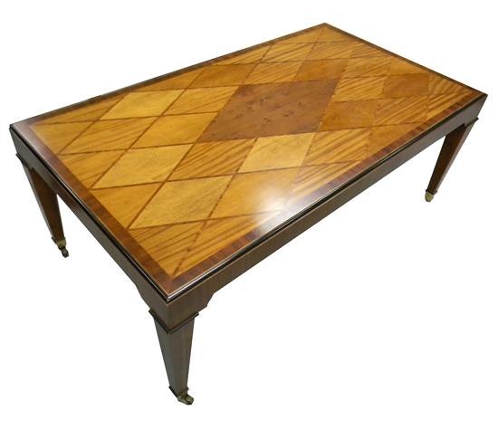 Appraisal: Baker Furniture cocktail table th C diamond pattern inlay top