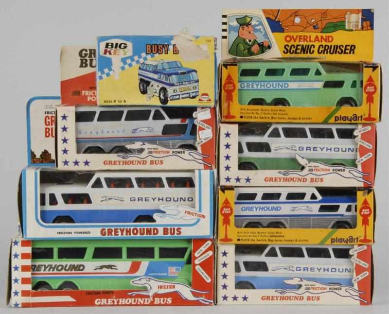 Appraisal: Lot of Greyhound Bus Toys Description Mostly Japanese Tin and