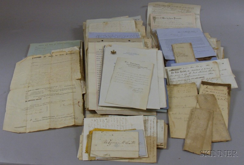 Appraisal: Large Assortment of Mostly th Century Letters Documents Deeds and