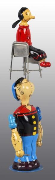 Appraisal: Tin Linemar Popeye Spinning Olive Oyl Wind-Up Toy Description Japanese