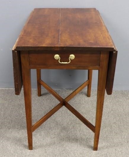 Appraisal: Pennsylvania Pembroke cherry table circa with single drawer tapered legs