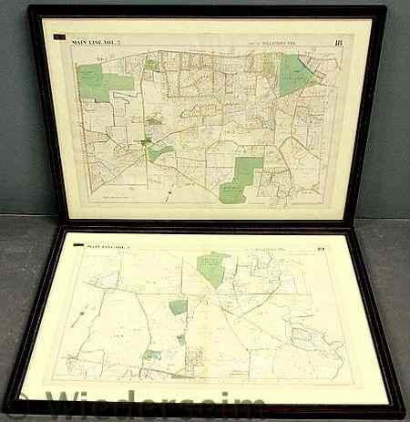 Appraisal: Two framed Franklin Survey maps of Willistown Township plates x