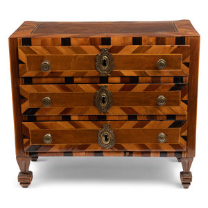 Appraisal: A Biedermeier Style Parquetry Diminutive Model of a Commode th