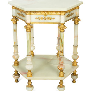 Appraisal: A Continental Gilt Bronze and Onyx Side Table Late th