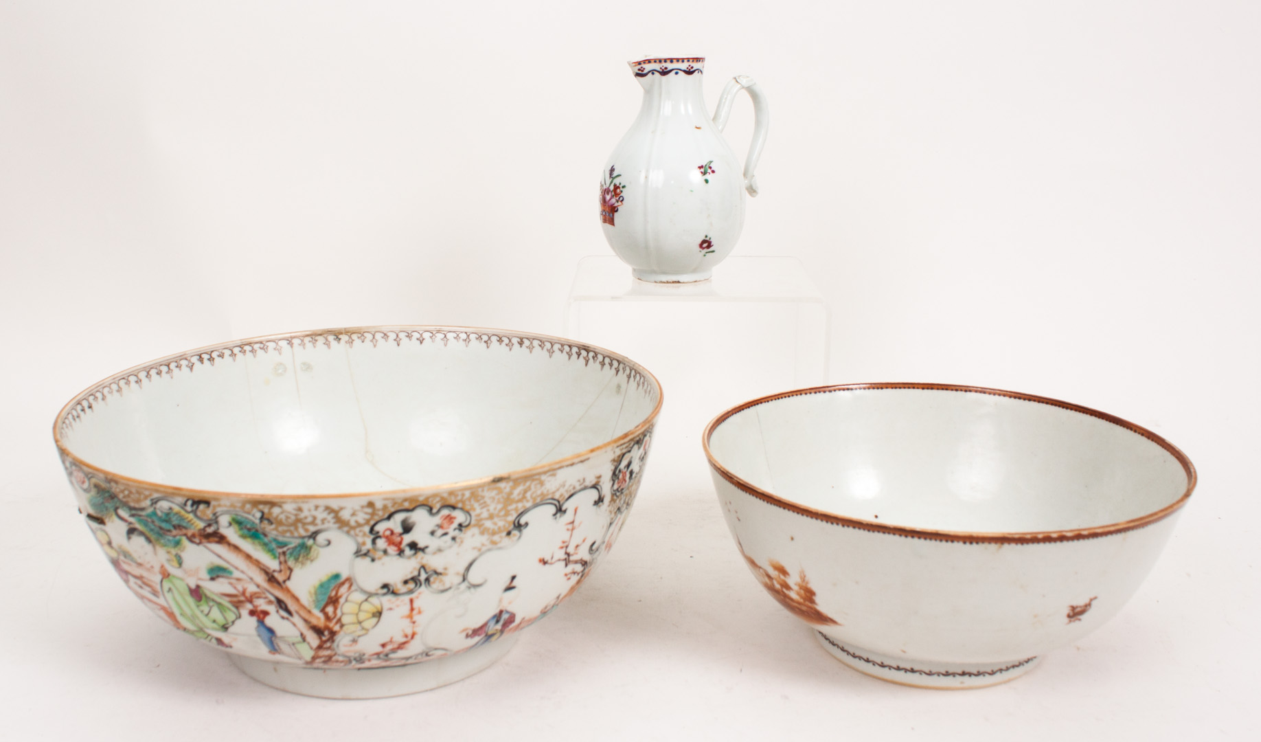 Appraisal: Two Chinese Export porcelain bowls cream jug late th century