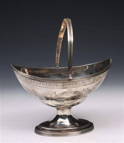 Appraisal: A GEORGE III SILVER SWEET MEAT BASKET oval in shape