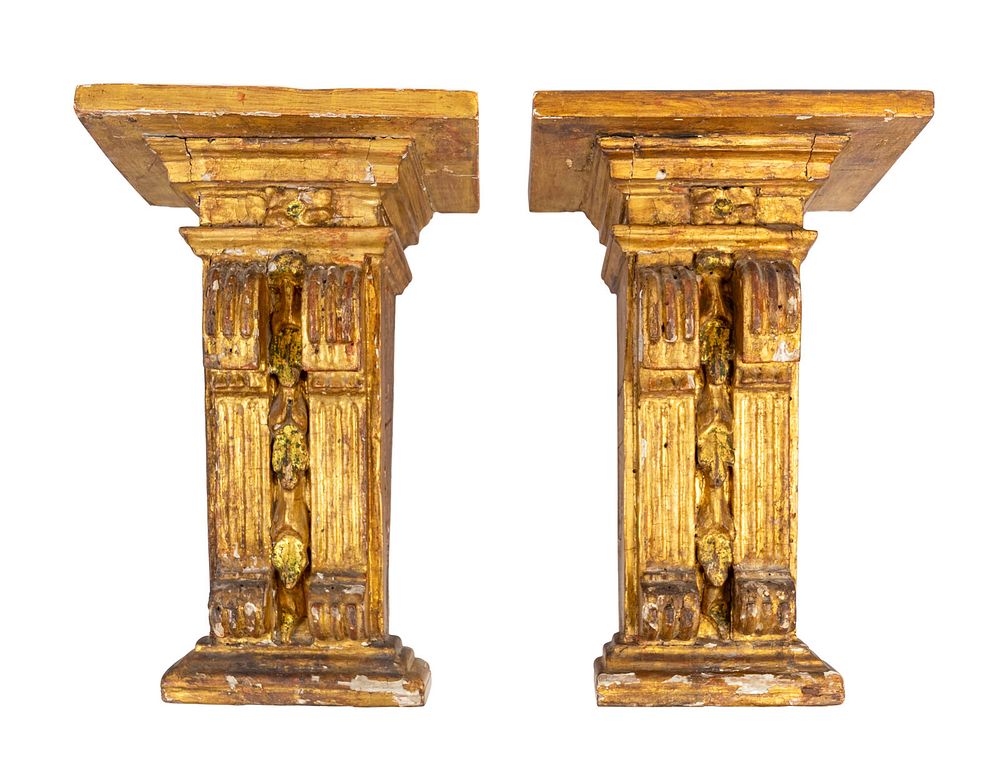 Appraisal: A Pair of Neoclassical Style Giltwood BracketsHeight x width inches