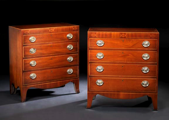 Appraisal: Pair of George III-Style Mahogany Chests each with a rectangular