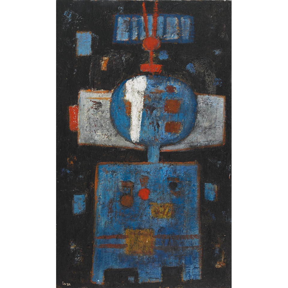 Appraisal: Ivo Ivan Sedlisky - Czechoslovakian UNTITLED BLUE ABSTRACT CERNE SLUNCE