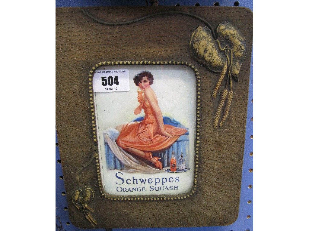 Appraisal: Advertising print for Schweppes Orange Squash in Art Nouveau wooden