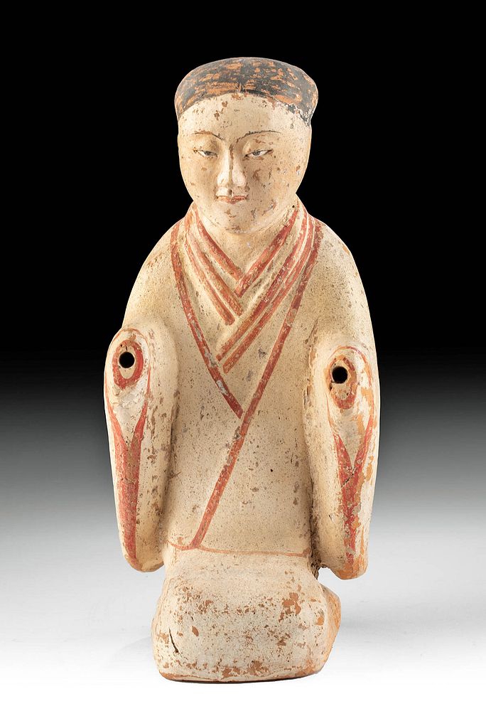 Appraisal: Chinese Han Dynasty Polychrome Kneeling Woman East Asia China Han