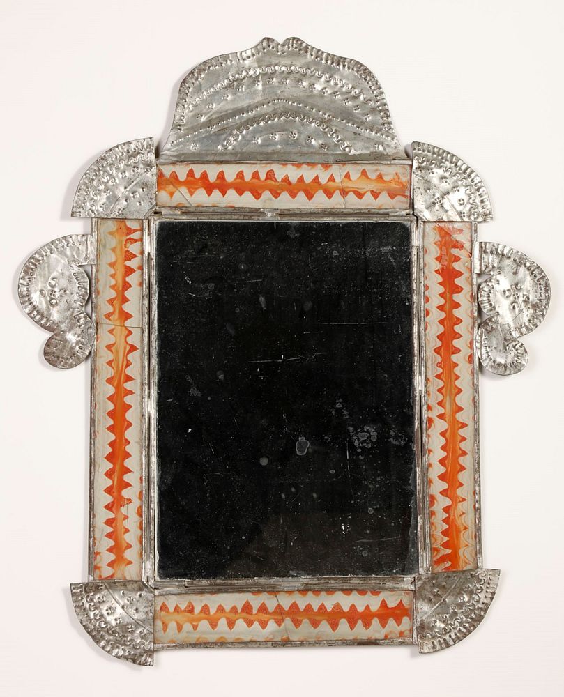 Appraisal: Tin Frame with Mirror ca - Attributed to Isleta Tinsmith