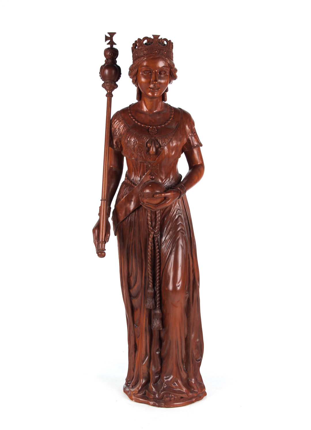 Appraisal: Carved wood figure of young Queen Victoria in H