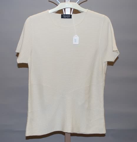 Appraisal: CHADO cream silk cashmere short sleeve ribbed knit top with