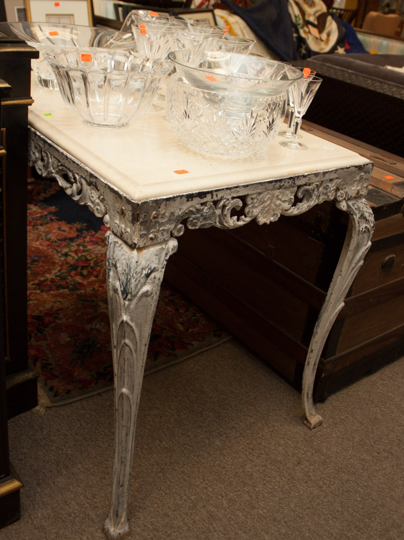 Appraisal: Metal table with marble top as is Undernumber