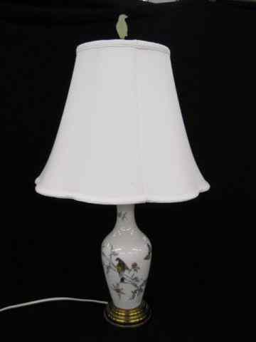 Appraisal: Porcelain Table Lamp bird thistle decor