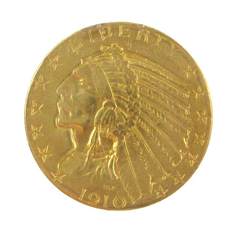 Appraisal: U S FIVE DOLLAR GOLD COIN Indian head variety -D