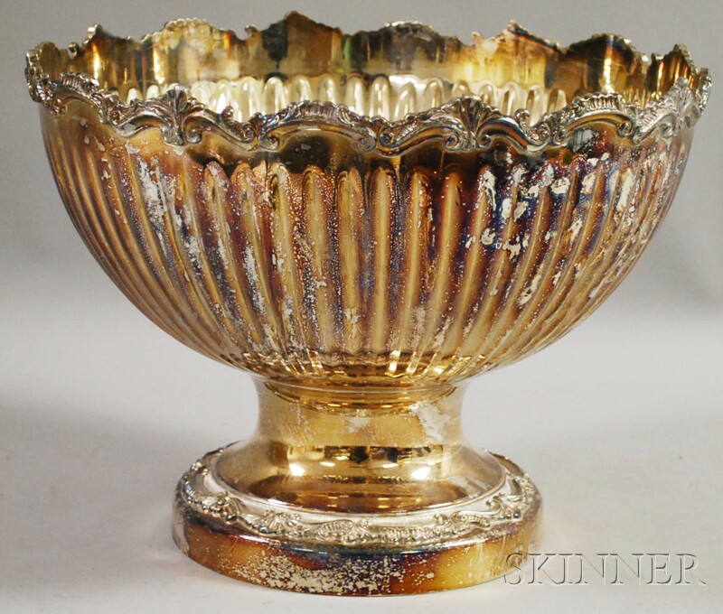 Appraisal: Large Birmingham Silver-plated Copper Punch Bowl with fluted sides and