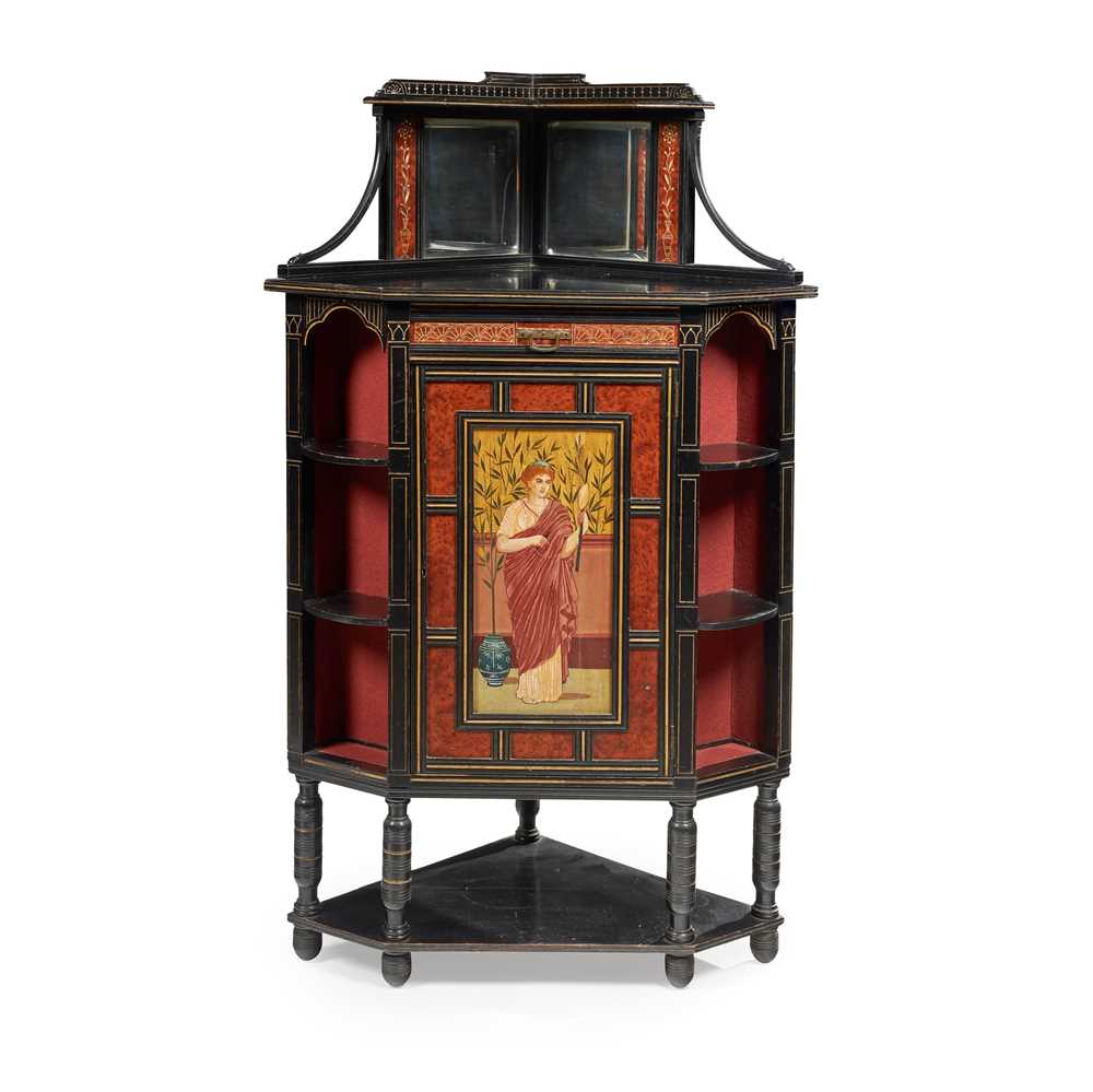 Appraisal: EDWARDS ROBERTS LONDON AESTHETIC MOVEMENT CORNER CABINET CIRCA ebonised wood