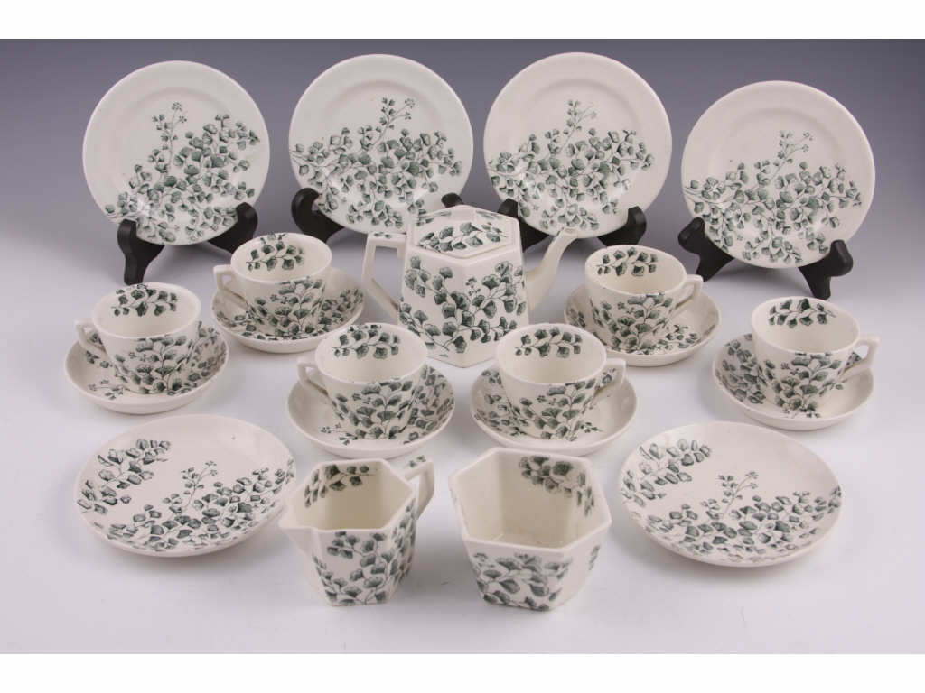 Appraisal: Child's Victorian Tea Set by Ridgeways pieces Maiden Hair Fern