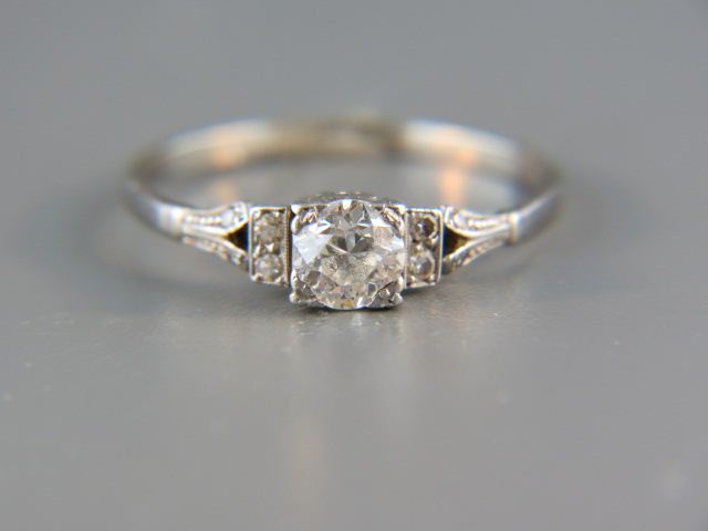 Appraisal: Platinum Diamond Ring center round diamond with diamonds on sides