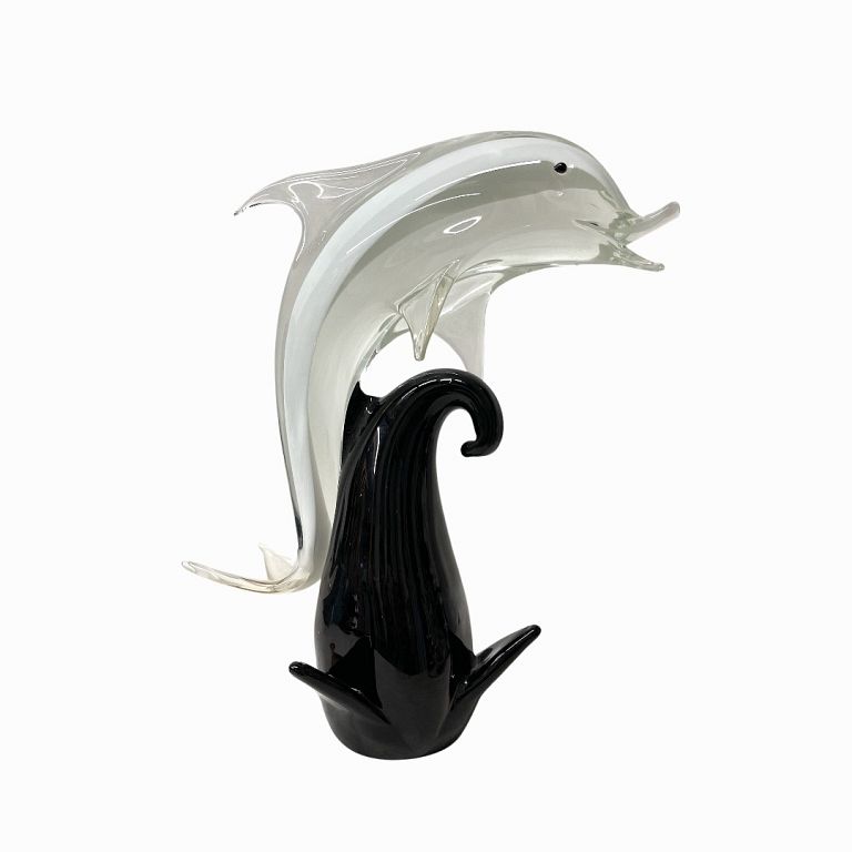 Appraisal: Art Deco Style Murano Glass Dolphin Sculpture Art Deco Style