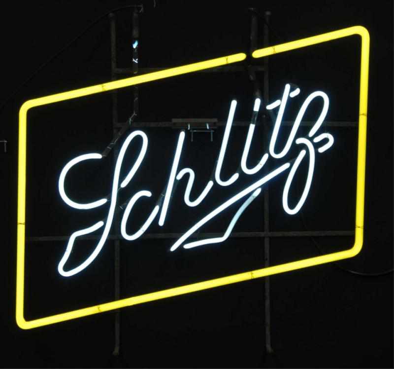 Appraisal: Schlitz Rhomboid Neon Sign Description s Jos Schlitz Bowing Milwaukee