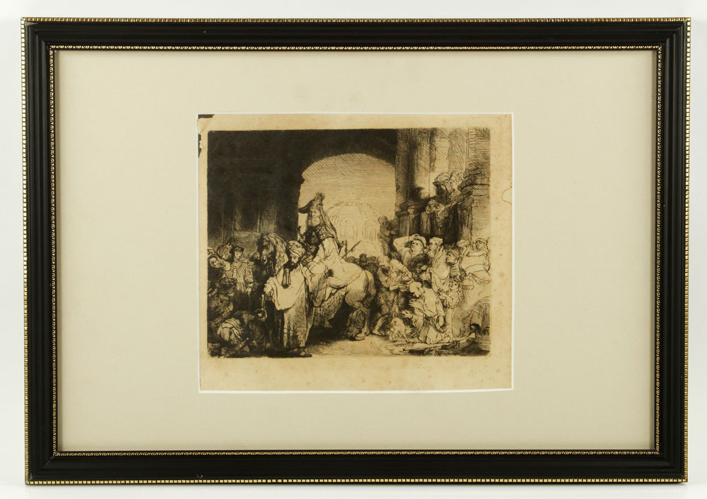 Appraisal: - After Rembrandt Bowing to the Prophet Etching Nineteenth century