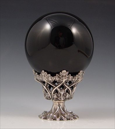 Appraisal: ONYX BALL ON SHEFFIELD STERLING STAND Hallmarked Sheffield Henry Wilkinson