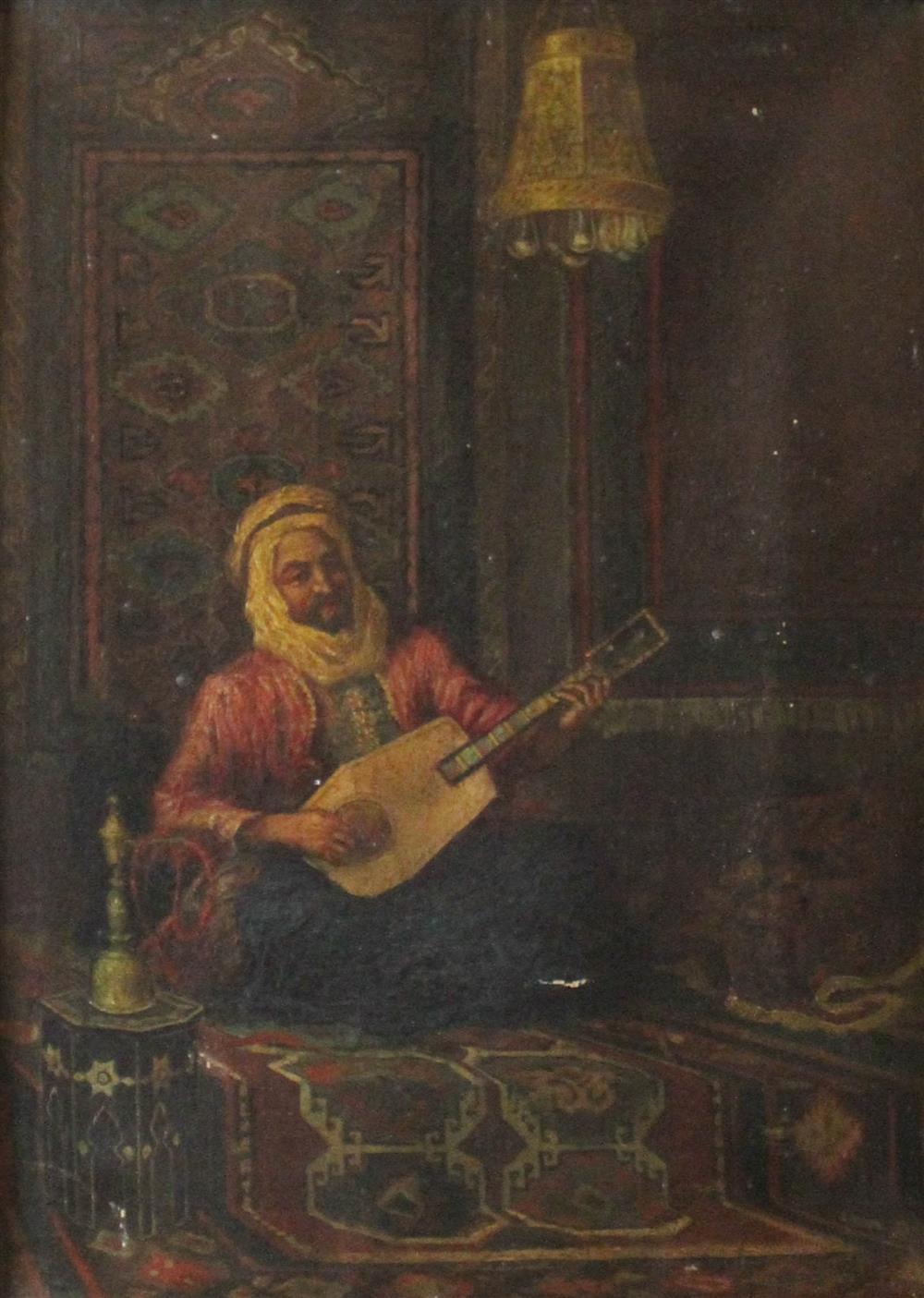 Appraisal: LOUIS PAUL DESSAR AMERICAN - ORIENTAL GENTLEMAN PLAYING A STRING