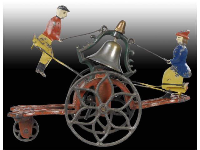 Appraisal: Cast Iron and Tin Gong Bell Mfg Bell Ringer Toy