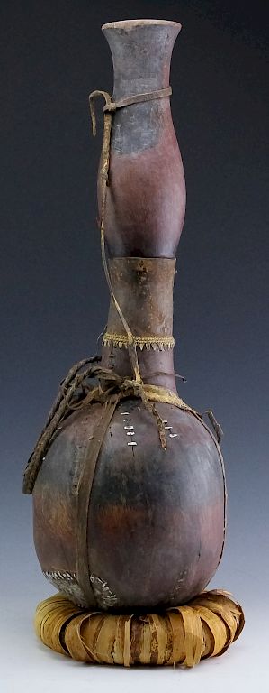 Appraisal: Old African Tribal Water Milk Carrying Jug w Cup Crafted