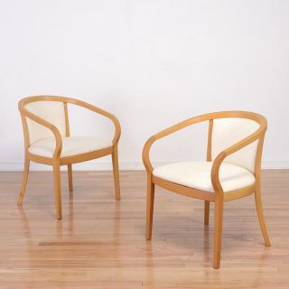 Appraisal: Pair Ward Bennett for Brickell birch armchairs Pair Ward Bennett