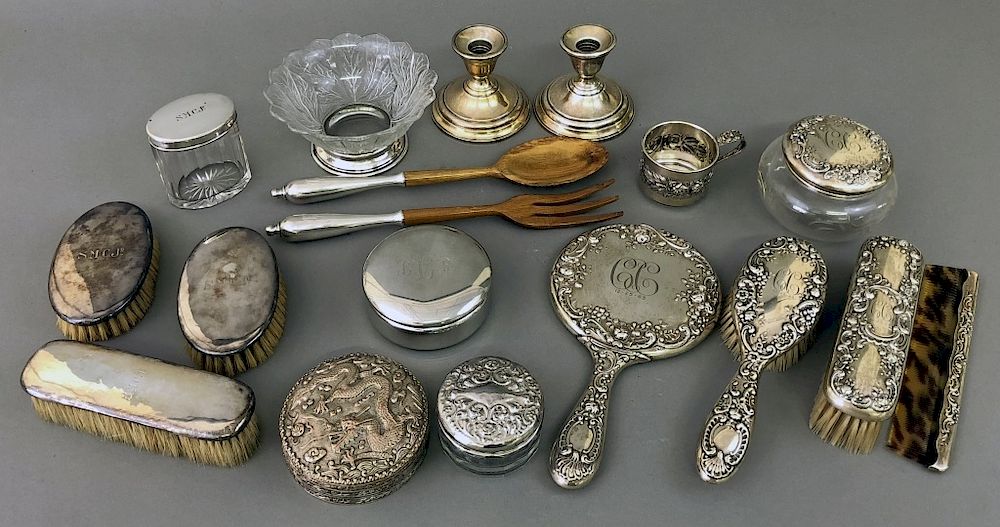 Appraisal: Sterling Silver Tableware and Dresser Items Sterling silver tableware and