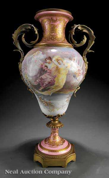 Appraisal: A Large French Rococo Porcelain and Gilt Bronze Vase late