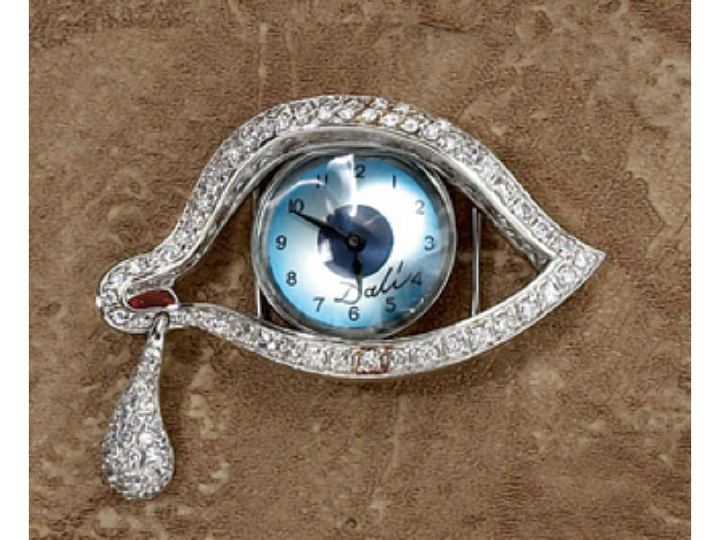 Appraisal: DALI WATCH BROOCH Stainless steel with cubic zirconia stones surrounding