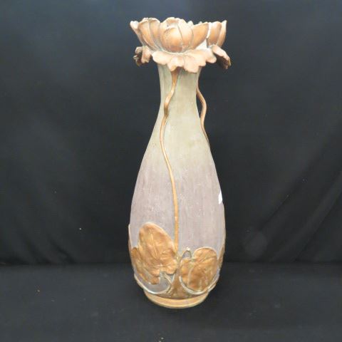 Appraisal: German Art Nouveau Pottery Vase water lily decor scarce some