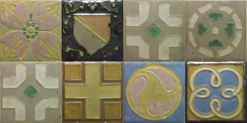 Appraisal: WHEATLEY Eight tiles decorated in cuenca with floral or geometric