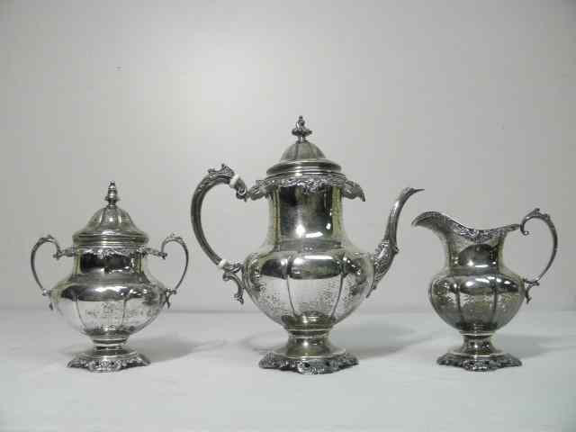 Appraisal: Wallace three piece sterling silver tea set Includes '' teapot