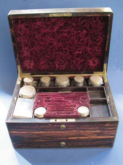 Appraisal: ASPREY CO A VICTORIAN ROSEWOOD TRAVELLING CASE the rectangular top