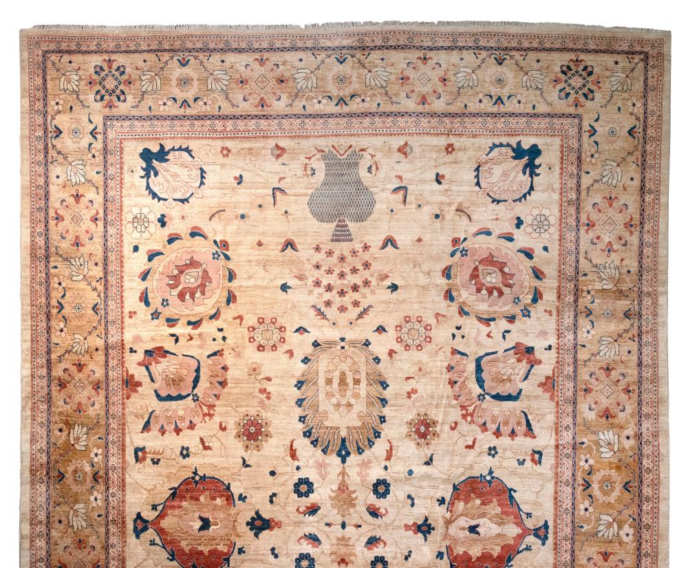 Appraisal: PESHAWAR RUG IN SULTANABAD DESIGN X LATE TH CENTURYPESHAWAR RUG