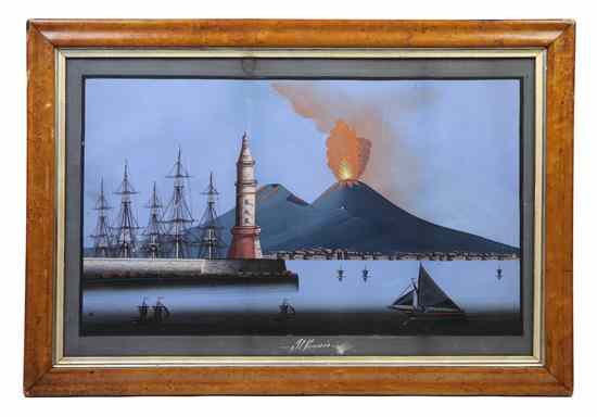 Appraisal: A Pair of Italian Gouache Harbor Scenes each depicting a