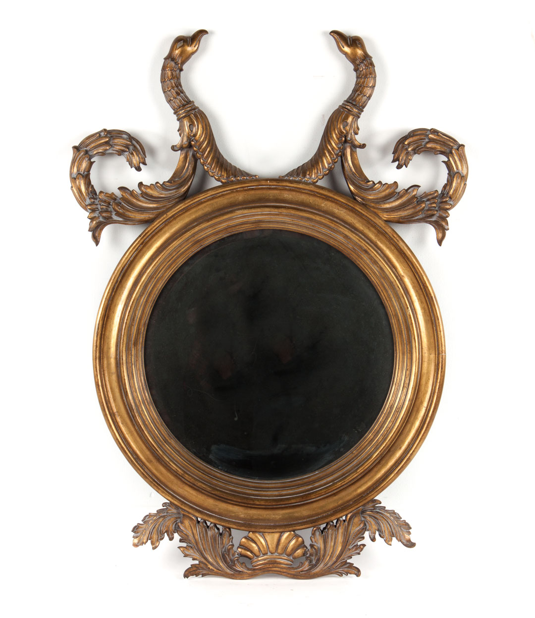 Appraisal: Classical style giltwood mirror circular frame with double sea serpent