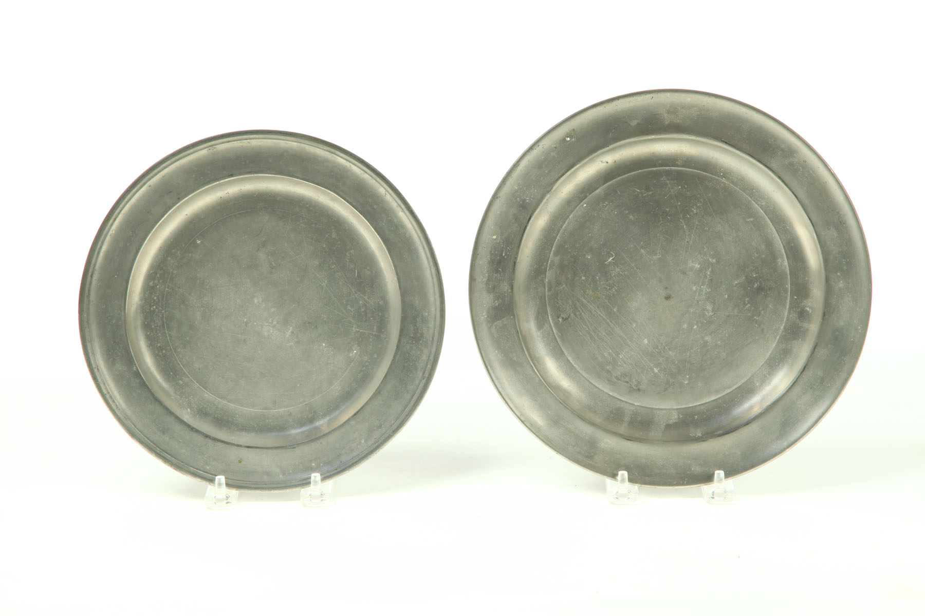 Appraisal: TWO PEWTER PLATES Touch marks for Roswell Gleason Dorchester Massachusetts