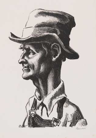 Appraisal: THOMAS HART BENTON Pa Joad Lithograph x mm x inches